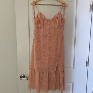 Abercrombie peach tie shoulder midi dress M